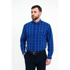 Jack Nicklaus Button Up Shirt Men's Plaid Long Sleeve Blue Size XL NWOT